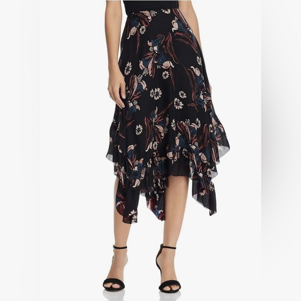 NWT Joie Caviar Fernleigh Printed Midi Layered Silk Skirt Size 6